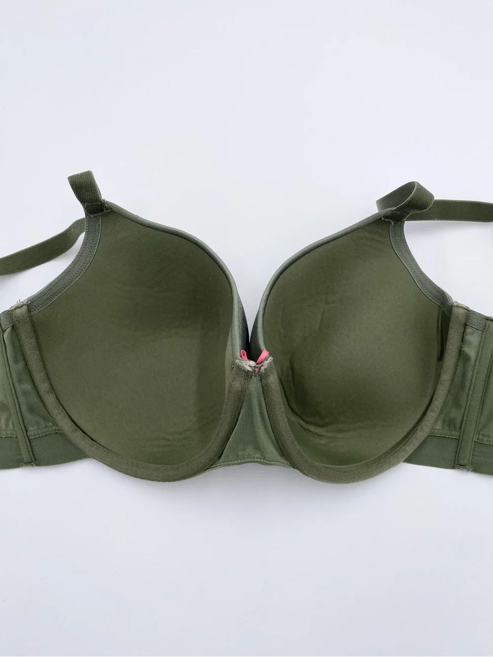 Cacique Women's Smooth Balconette Bra Size 38DDD Army Green Lace Strap Underwire